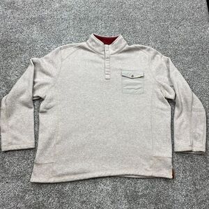 Woolrich Sweater Mens‎ 2XL pocket 1/4 button  Pullover Casual cream